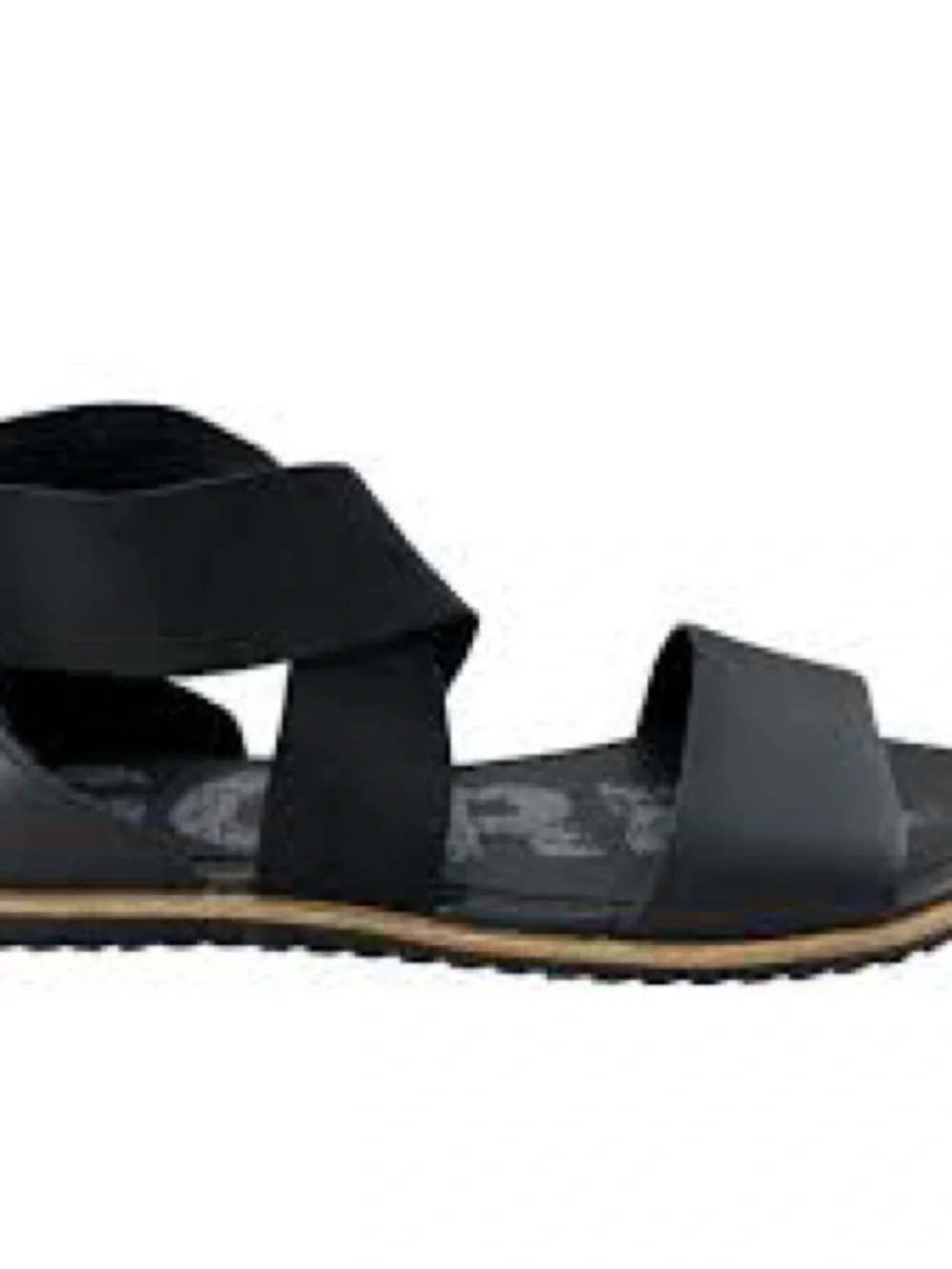 Sorel Ella Black Leather Gladiator Sandals Flat Elastic Strap size 7.5